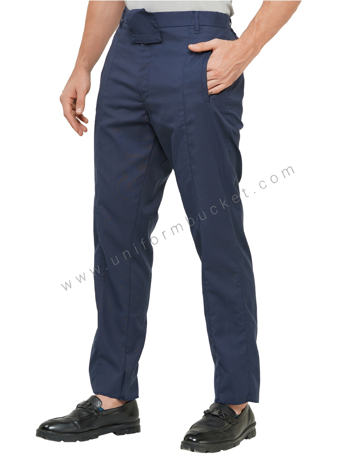 NAVY BLUE WORKWEAR MALE TROUSER WITH FRONT STYLISH BELT  thumbnail 4
